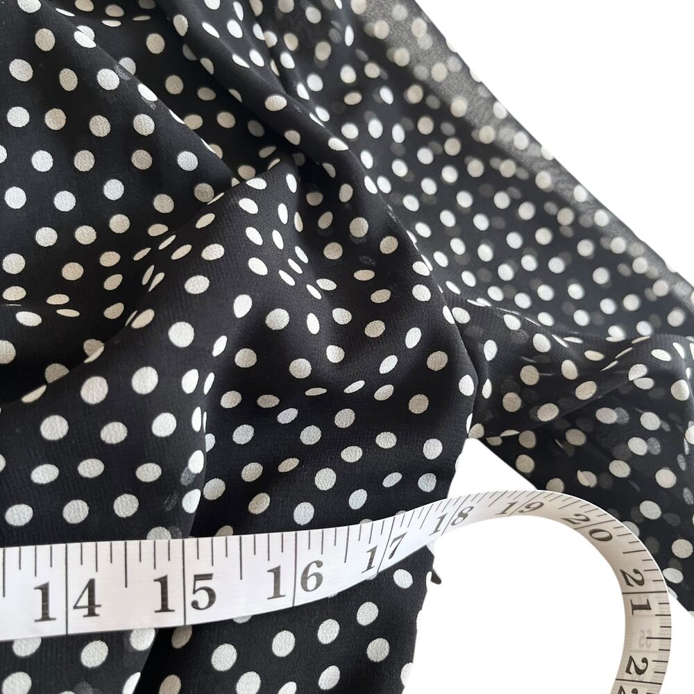 ZARA Black White Polka Dot Mock Neck Belted Midi Dress Long Sleeve - Picture 9 of 10